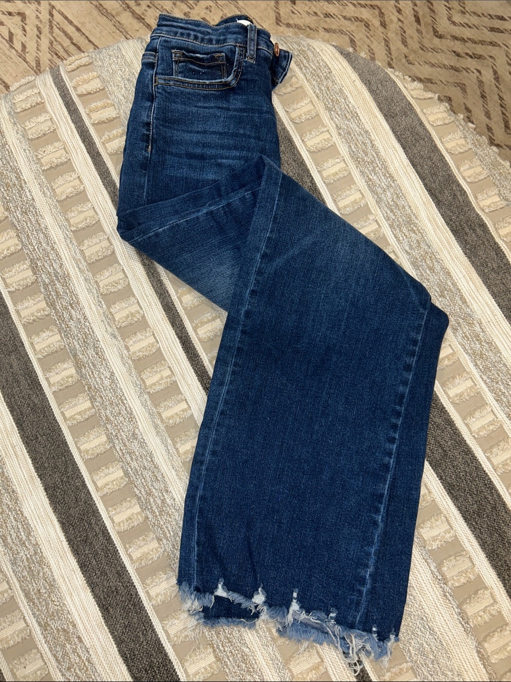 Dark Blue Women's Raw Hem Jeans
